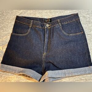 Collectif- size XL/UK16- darrrrk blue denim shorts with cuffs. Unworn.